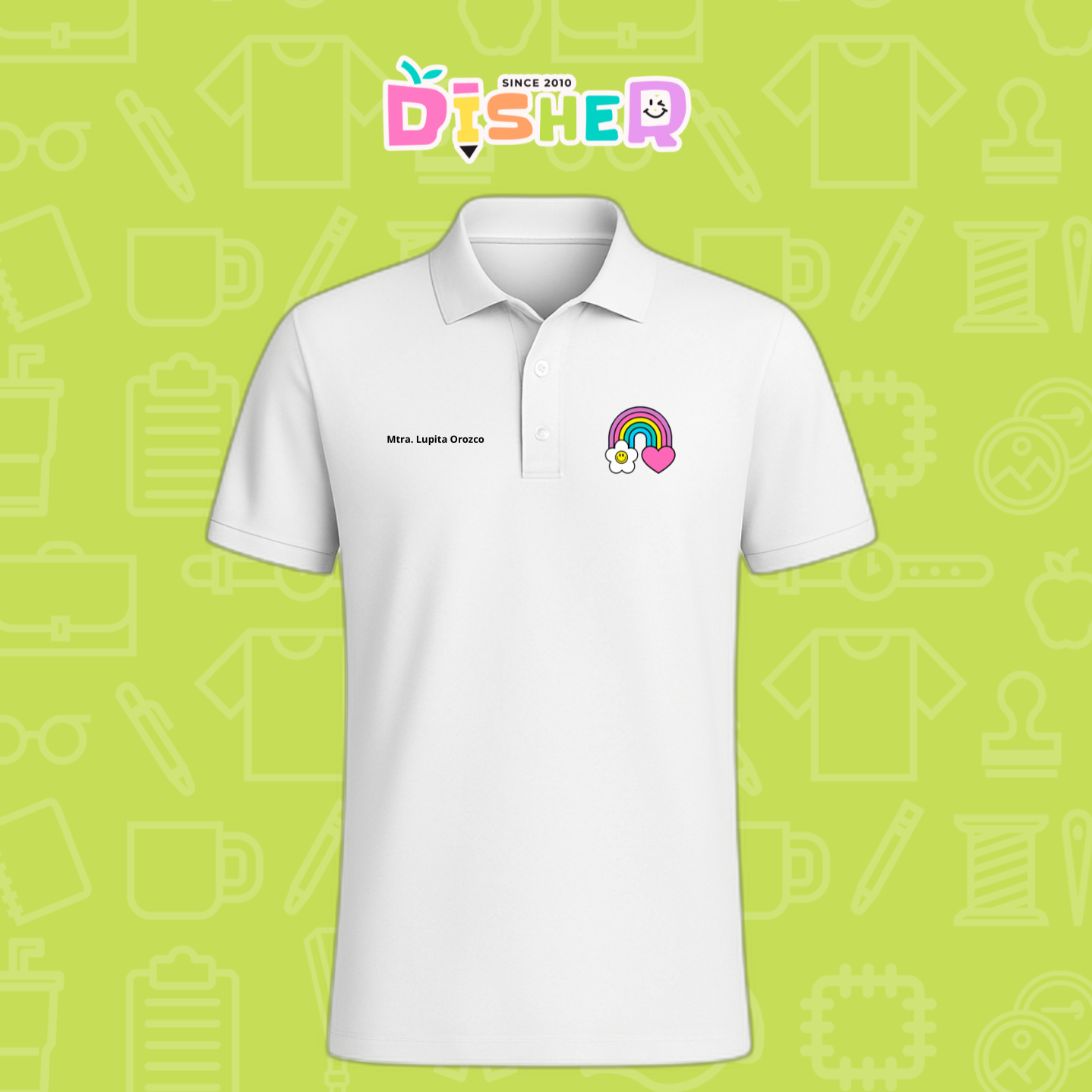 PBD-C-0025: Polo Bordada Dry Fit Caballero I Arcoíris corazón