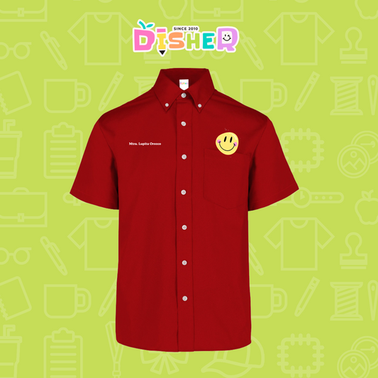 CBGC-C-021: Camisa Bordada Gabardina Manga Corta Caballero I Happy face