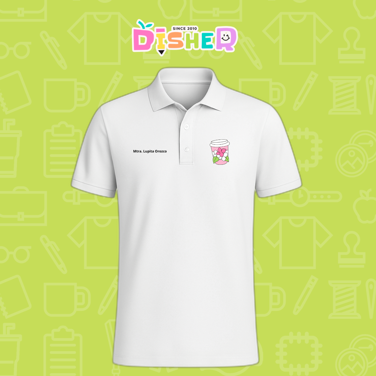 PBD-C-0041: Polo Bordada Dry Fit Caballero I Cafe flores