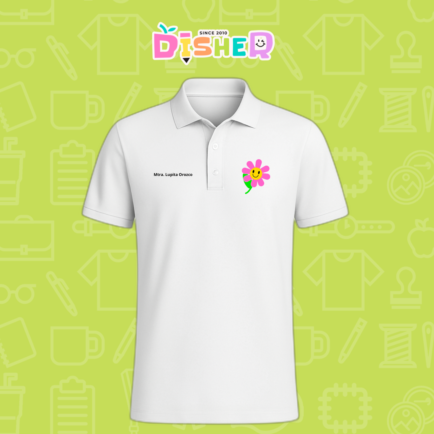 PBD-C-0020: Polo Bordada Dry Fit Caballero I Flor rosa