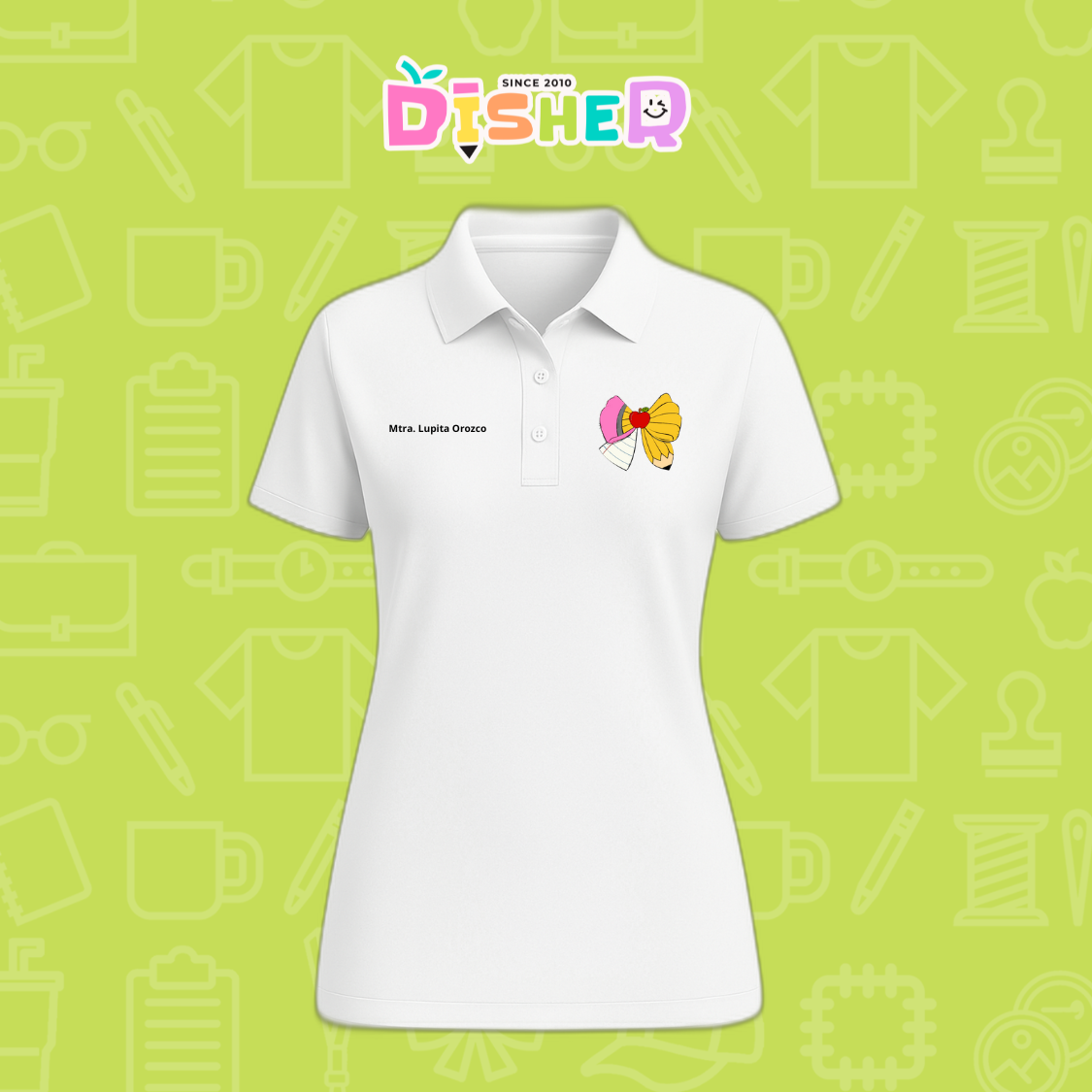 PBD-D-005 : Polo Bordada Dry Fit Dama I Moño lápiz hoja