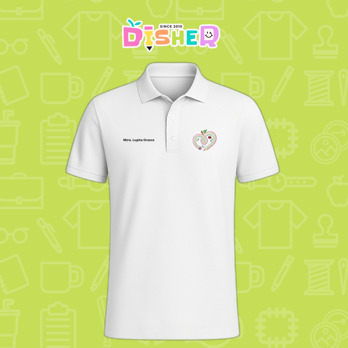 PBD-C-0013: Polo Bordada Dry Fit Caballero I Corazón lápiz tonos pastel