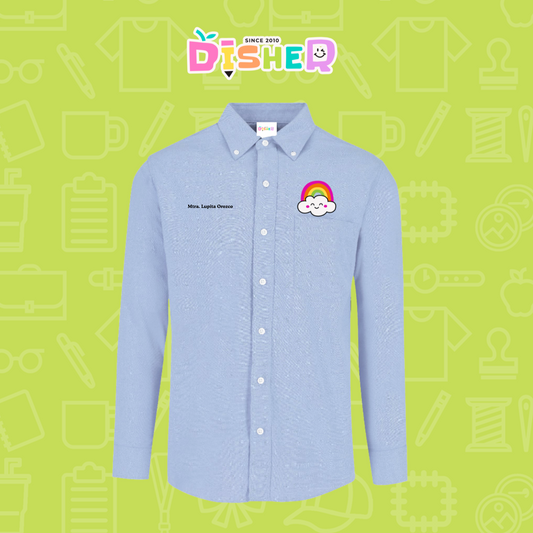CBOL-C-017: Camisa Bordada Oxford Manga Larga Caballero I Nube arcoiris