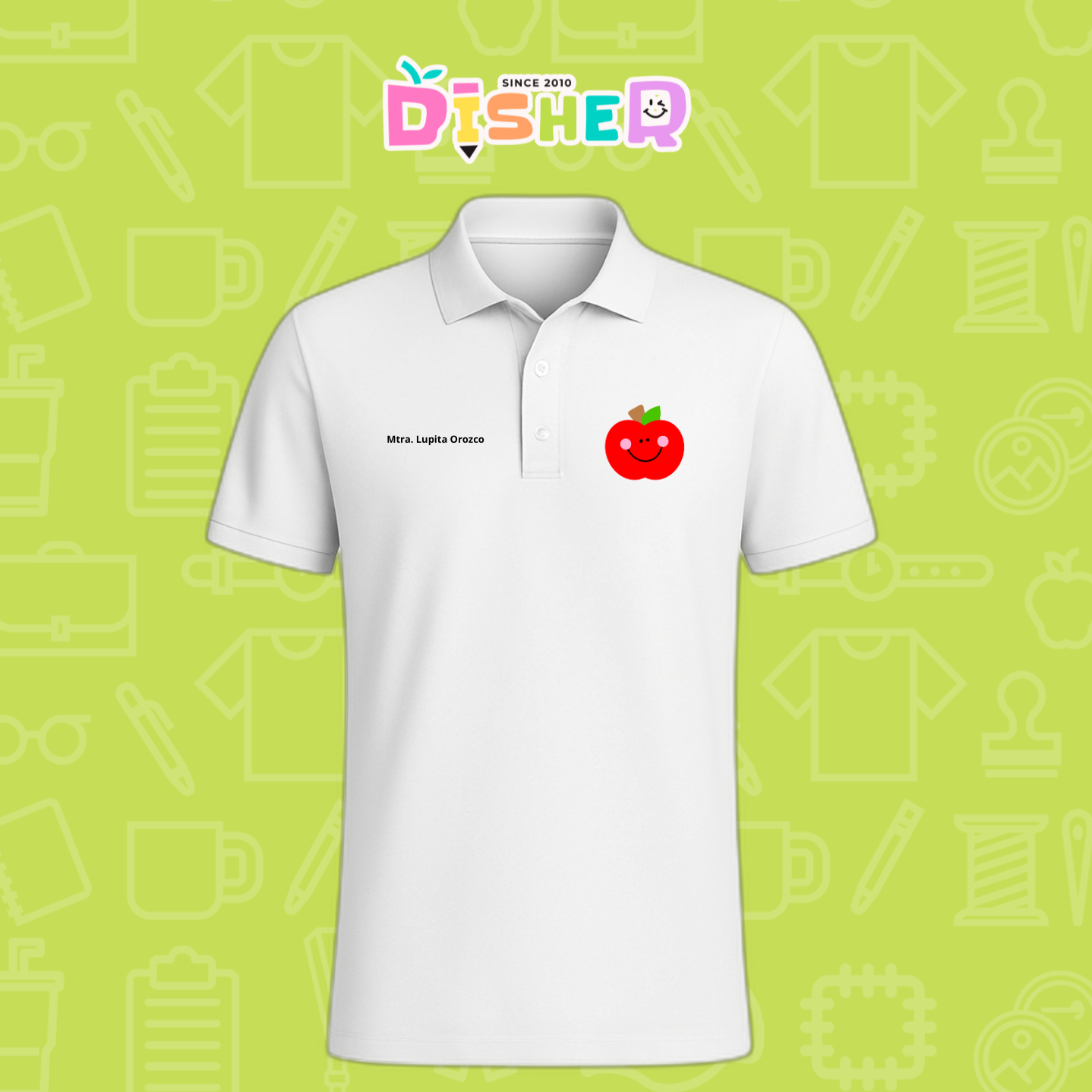 PBD-C-0030: Polo Bordada Dry Fit Caballero I Smile Apple