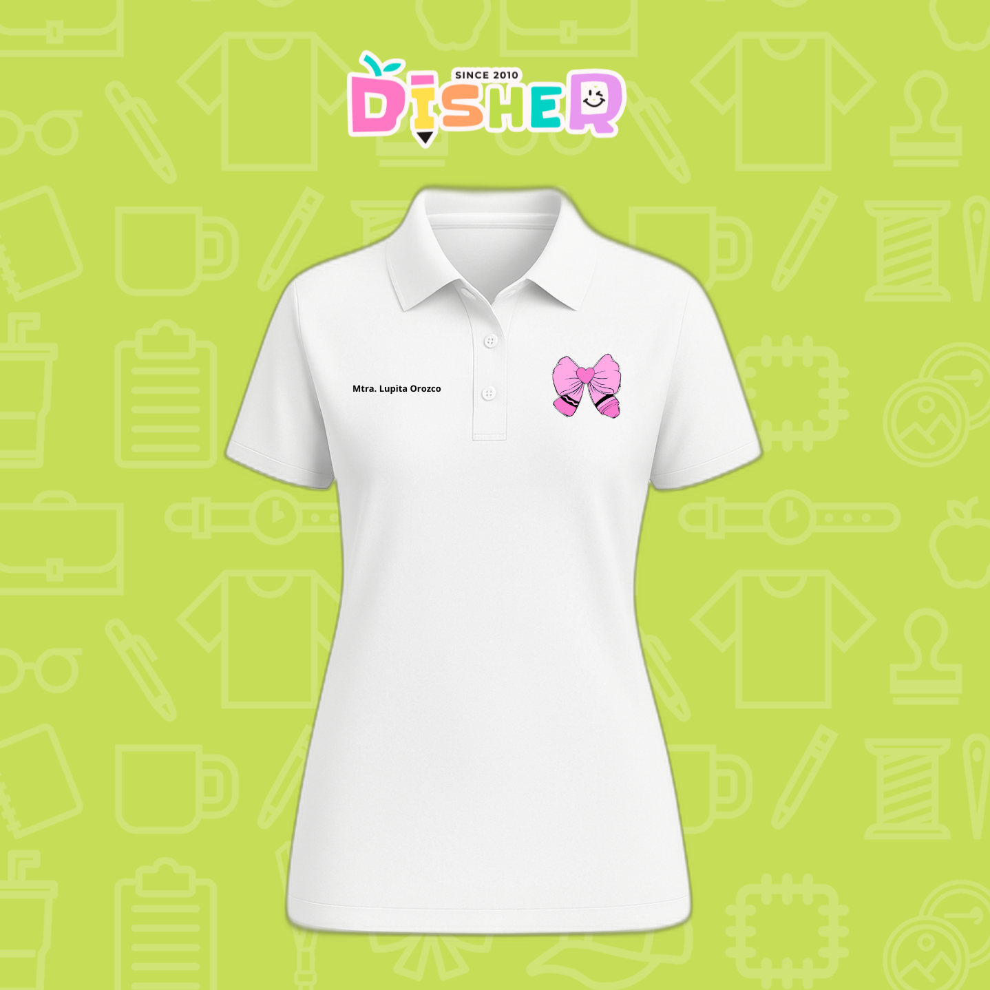 PBD-D-009 : Polo Bordada Dry Fit Dama I Moño rosa crayón