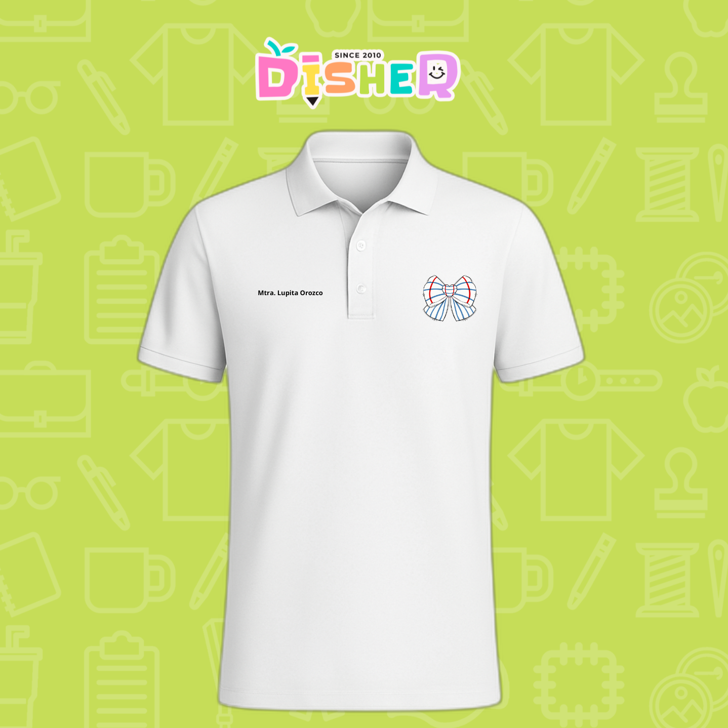PBD-C-0010: Polo Bordada Dry Fit Caballero I Moño rayas papel