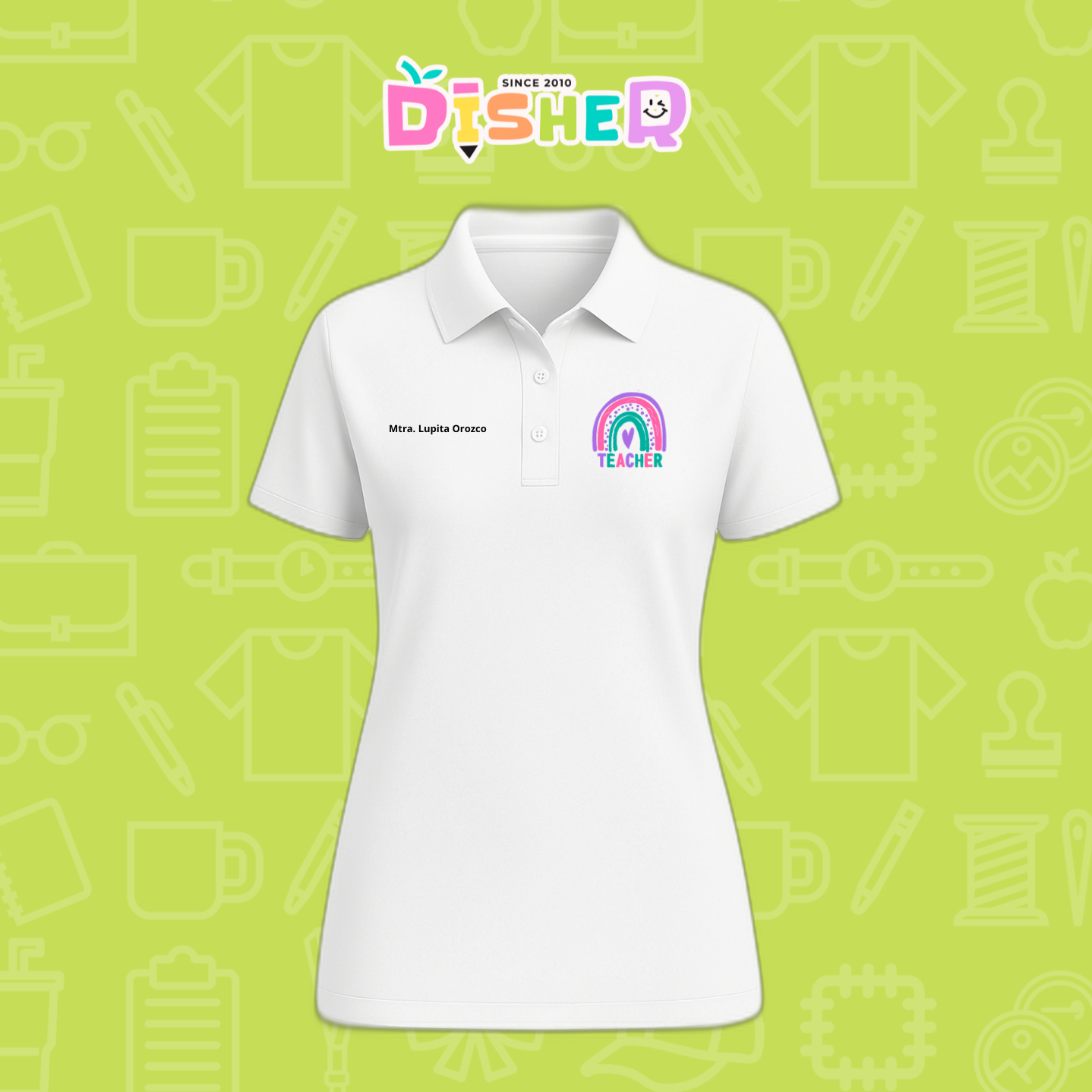 PBD-D-086: Polo Bordada Dry Fit Dama I Teacher rainbow