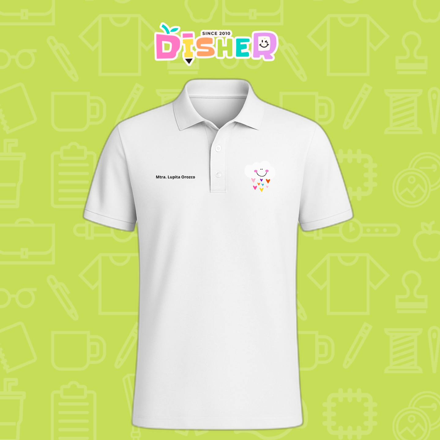 PBD-C-0022: Polo Bordada Dry Fit Caballero I Nube corazones