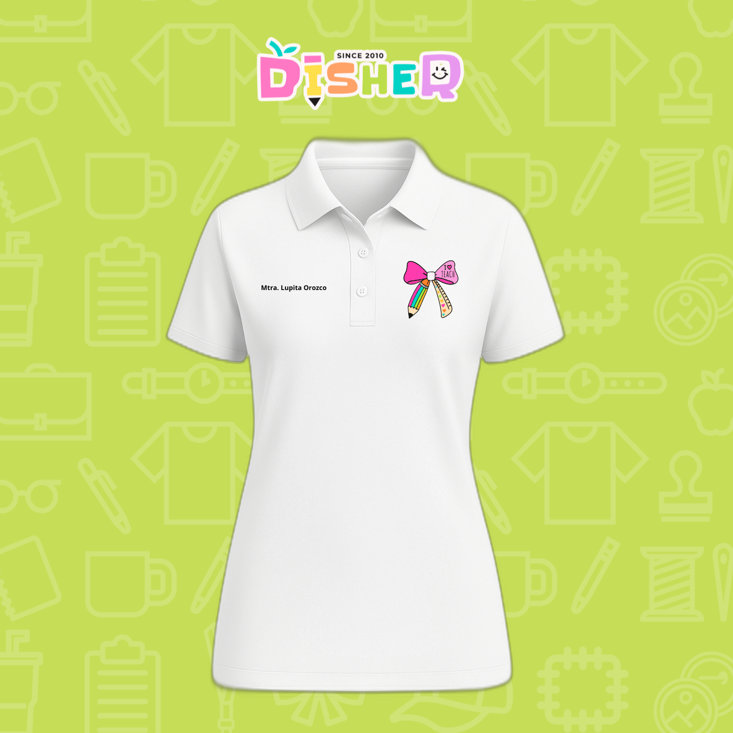 PBD-D-040: Polo Bordada Dry Fit Dama I Moño arcoíris