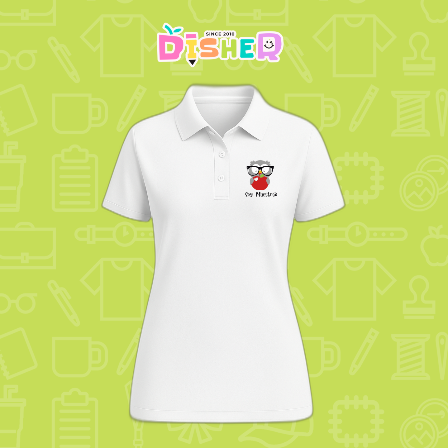 PBD-D-079: Polo Bordada Dry Fit Dama I Búho gris manzana
