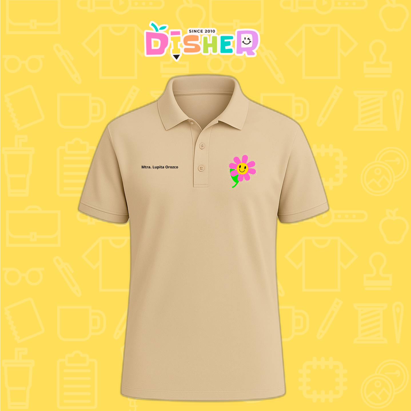 PBD-C-0020: Polo Bordada Dry Fit Caballero I Flor rosa