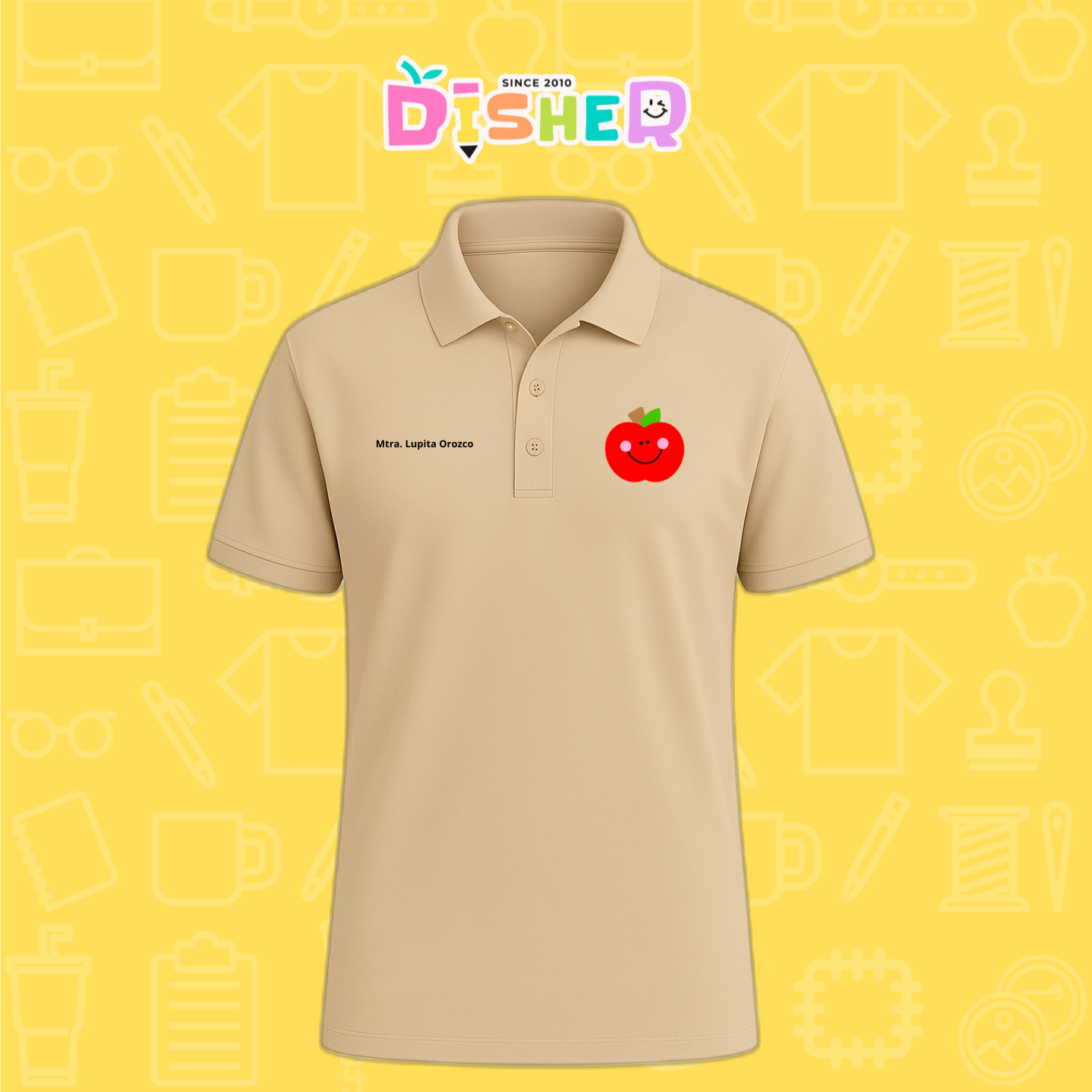 PBD-C-0030: Polo Bordada Dry Fit Caballero I Smile Apple