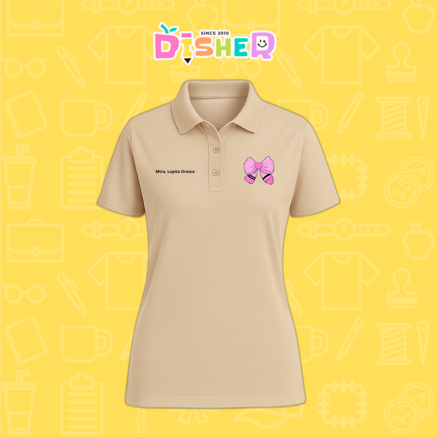 PBD-D-009 : Polo Bordada Dry Fit Dama I Moño rosa crayón