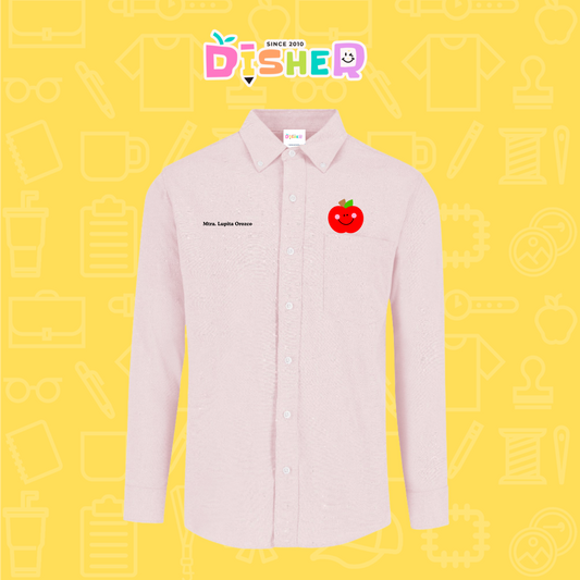 CBOL-C-030: Camisa Bordada Oxford Manga Larga Caballero I Smiley apple