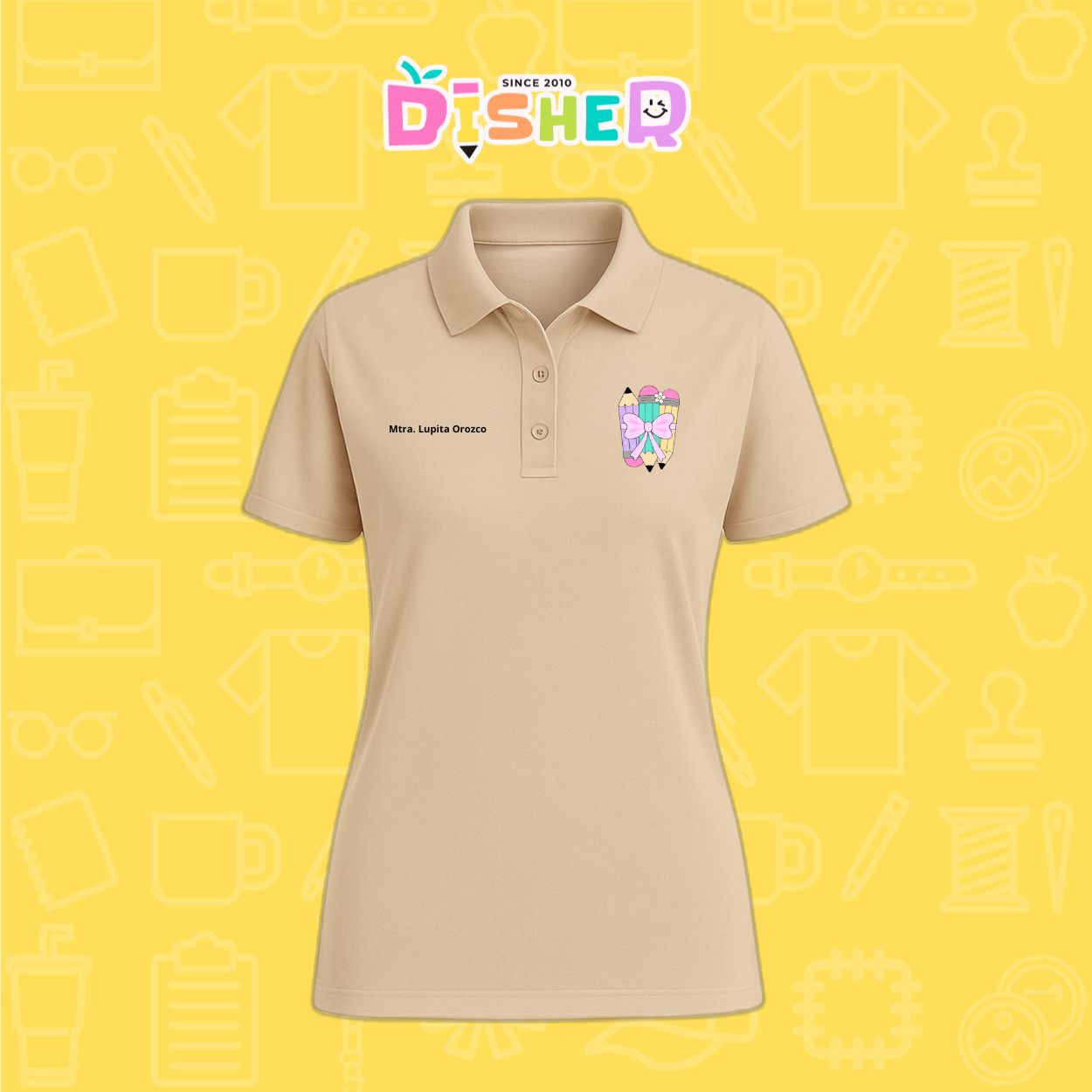 PBD-D-007 : Polo Bordada Dry Fit Dama I Lápices moñito
