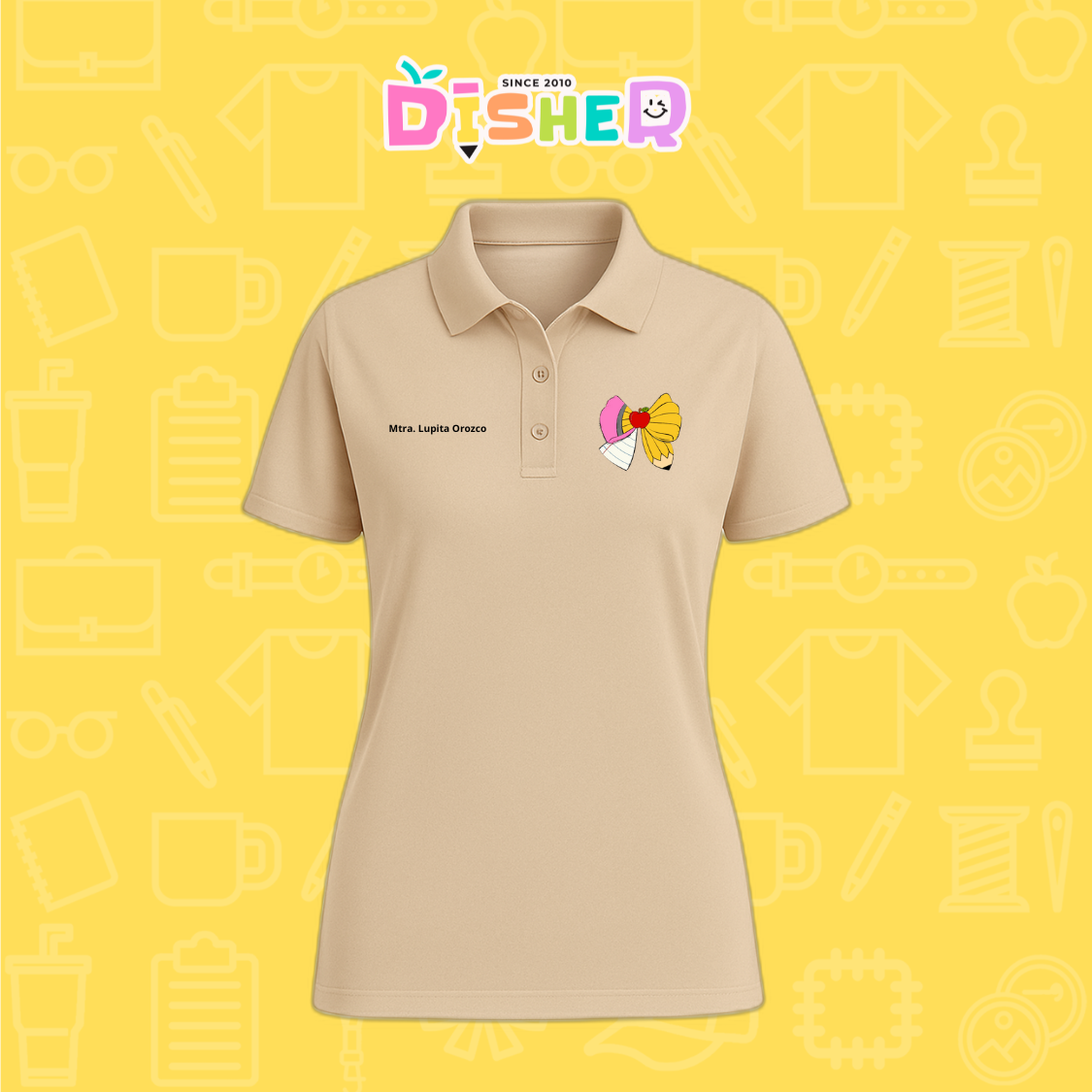 PBD-D-005 : Polo Bordada Dry Fit Dama I Moño lápiz hoja