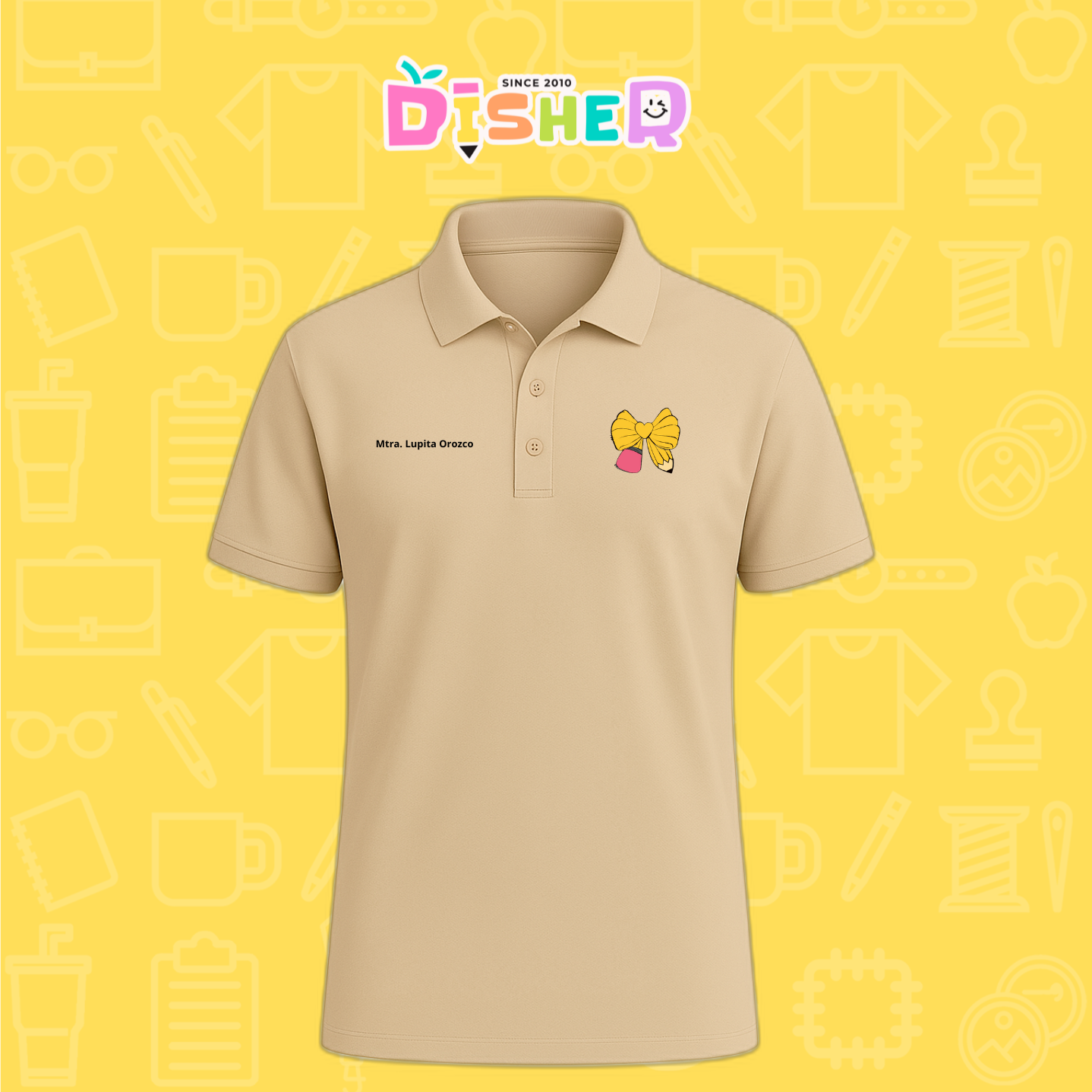 PBD-C-0011: Polo Bordada Dry Fit Caballero I Moño lápiz amarillo