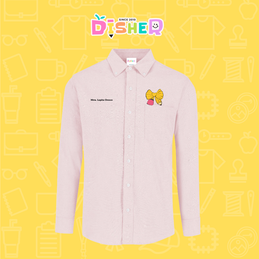 CBOL-C-010: Camisa Bordada Oxford Manga Larga Caballero I Moño rayas papel