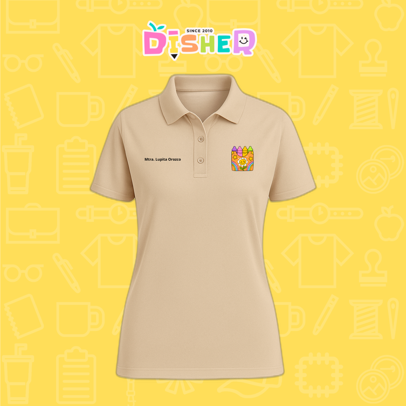 PBD-D-015: Polo Bordada Dry Fit Dama I Crayones flor
