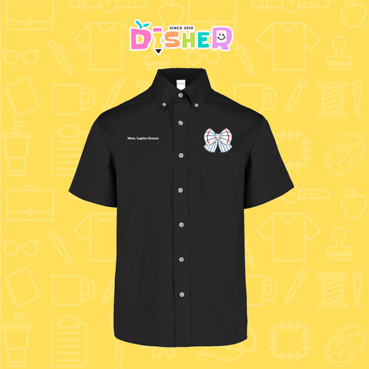 CBGC-C-010: Camisa Bordada Gabardina Manga Corta Caballero I Moño rayas papel