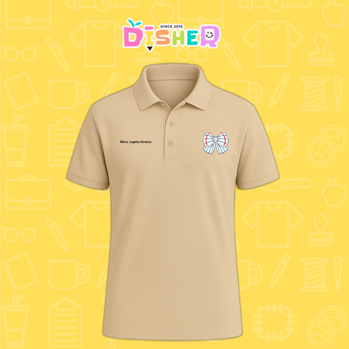 PBD-C-0010: Polo Bordada Dry Fit Caballero I Moño rayas papel