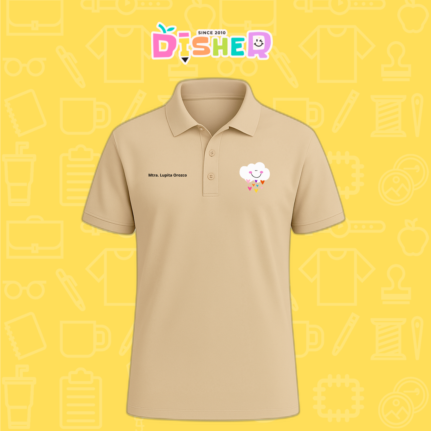 PBD-C-0022: Polo Bordada Dry Fit Caballero I Nube corazones