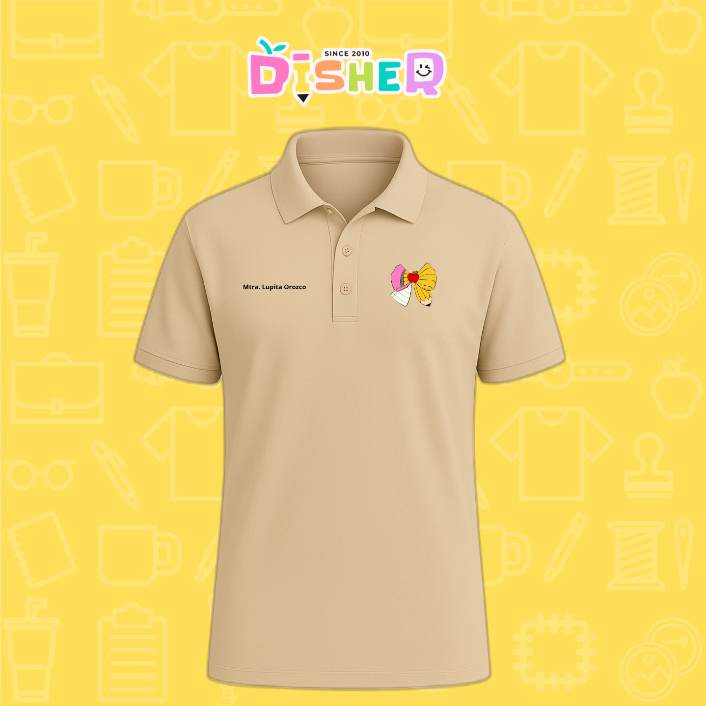 PBD-C-005: Polo Bordada Dry Fit Caballero I Moño lápiz hoja