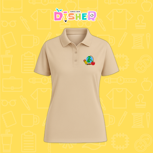 PBD-D-070: Polo Bordada Dry Fit Dama I Globo terráqueo
