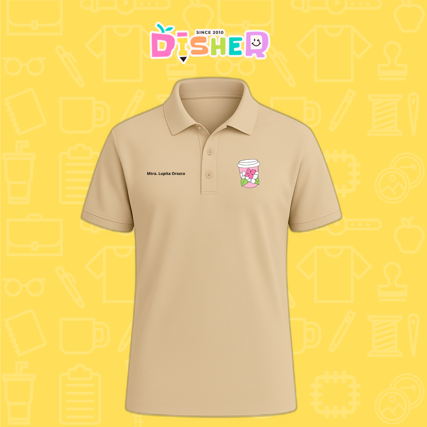PBD-C-0041: Polo Bordada Dry Fit Caballero I Cafe flores