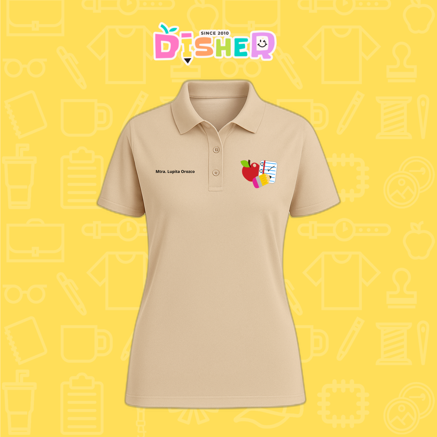 PBD-D-088: Polo Bordada Dry Fit Dama I Útiles manzana lápiz