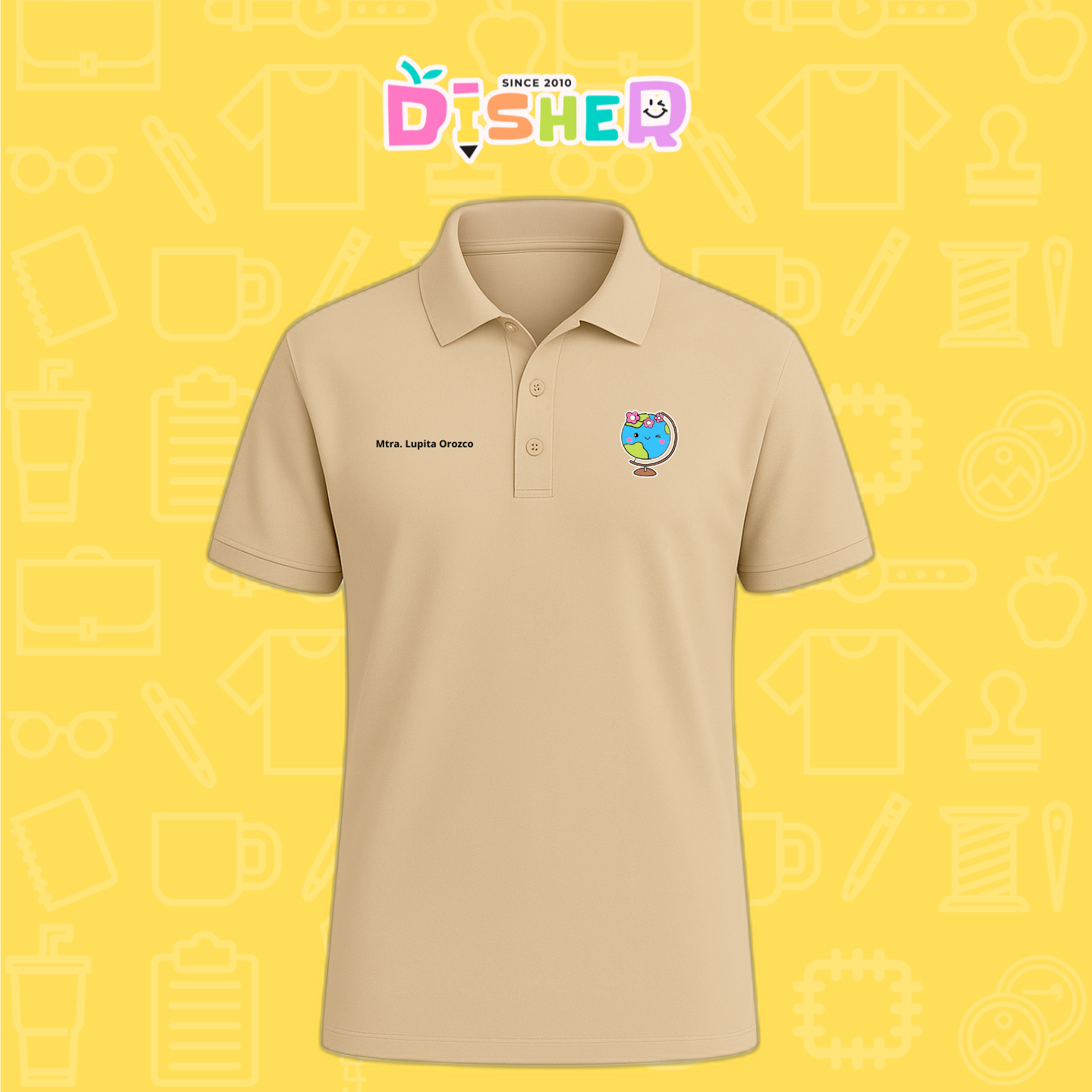 PBD-C-0038: Polo Bordada Dry Fit Caballero I Mundo con flores