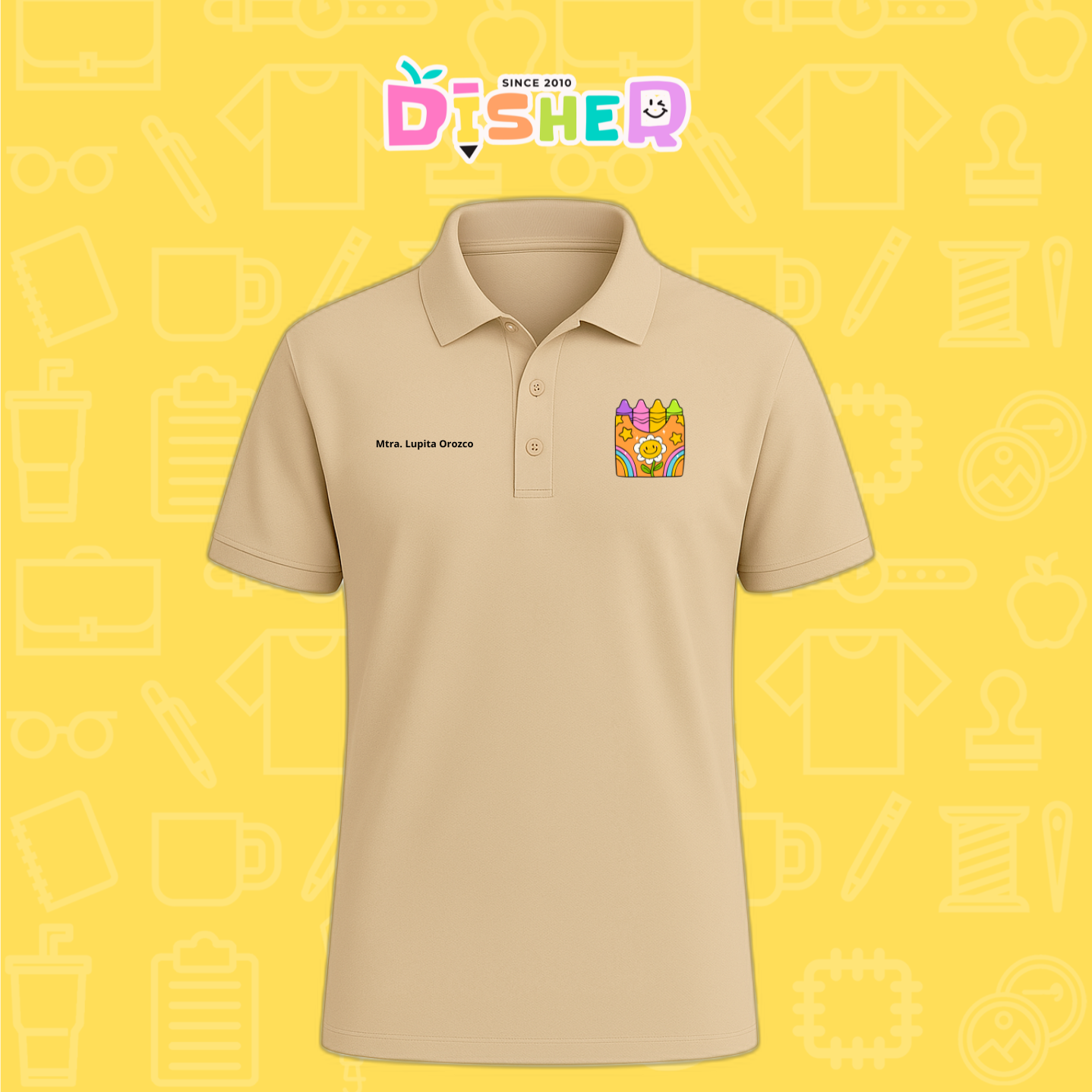 PBD-C-0015: Polo Bordada Dry Fit Caballero I Crayones flor