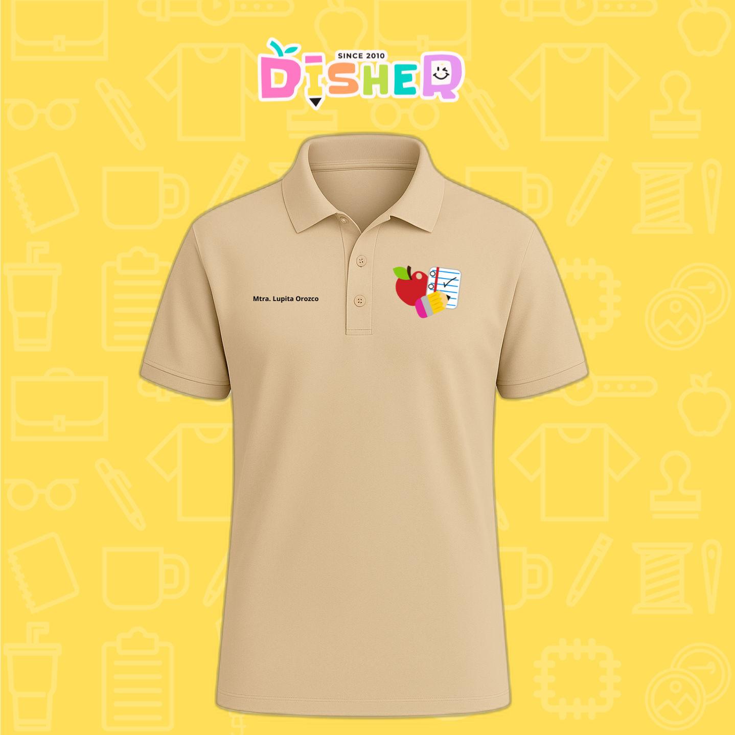 PBD-C-0088: Polo Bordada Dry Fit Caballero I Útiles manzana lápiz