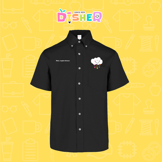 CBGC-C-022: Camisa Bordada Gabardina Manga Corta Caballero I Nube corazones