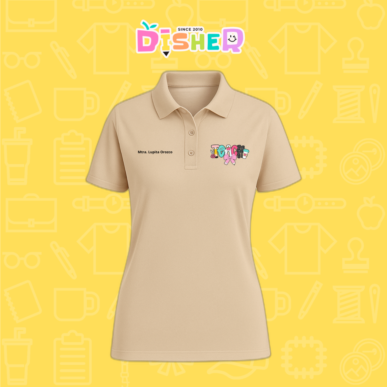 PBD-D-006 : Polo Bordada Dry Fit Dama I Teach Pink
