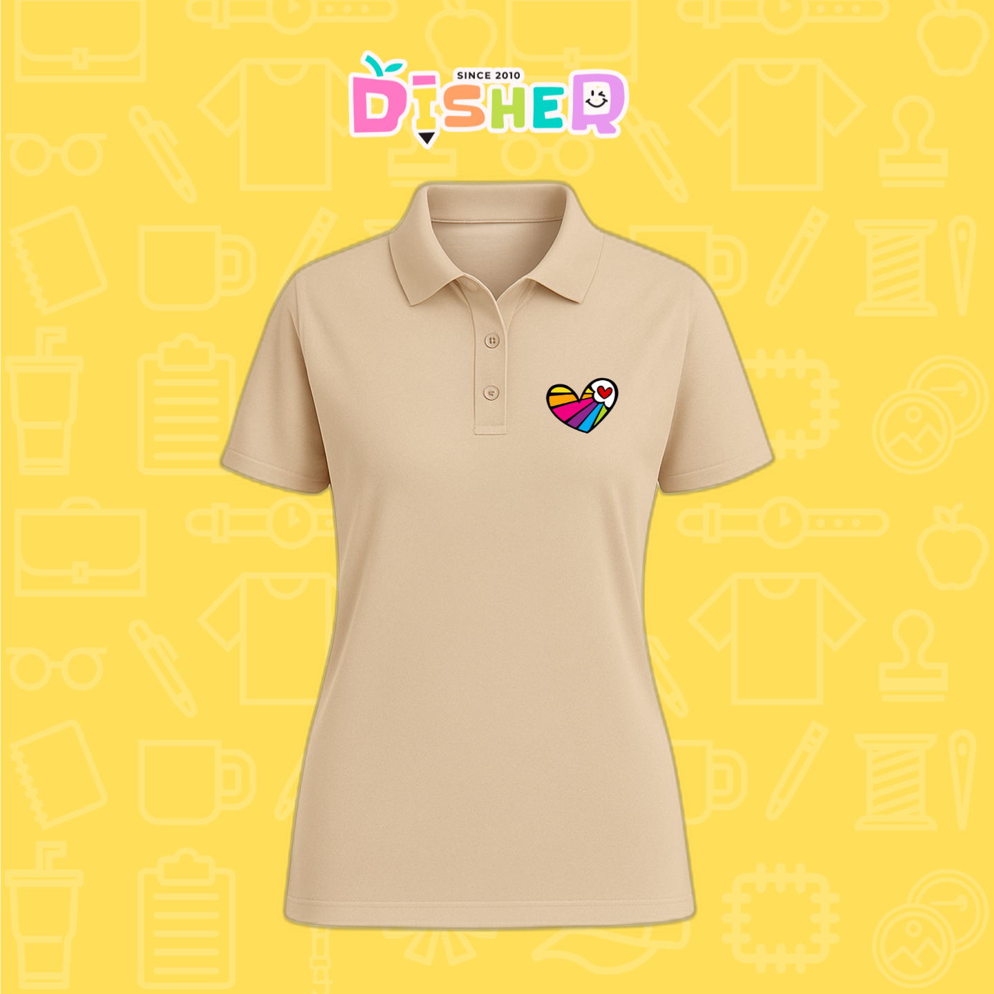 PBD-D-073: Polo Bordada Dry Fit Dama I Corazón lineas