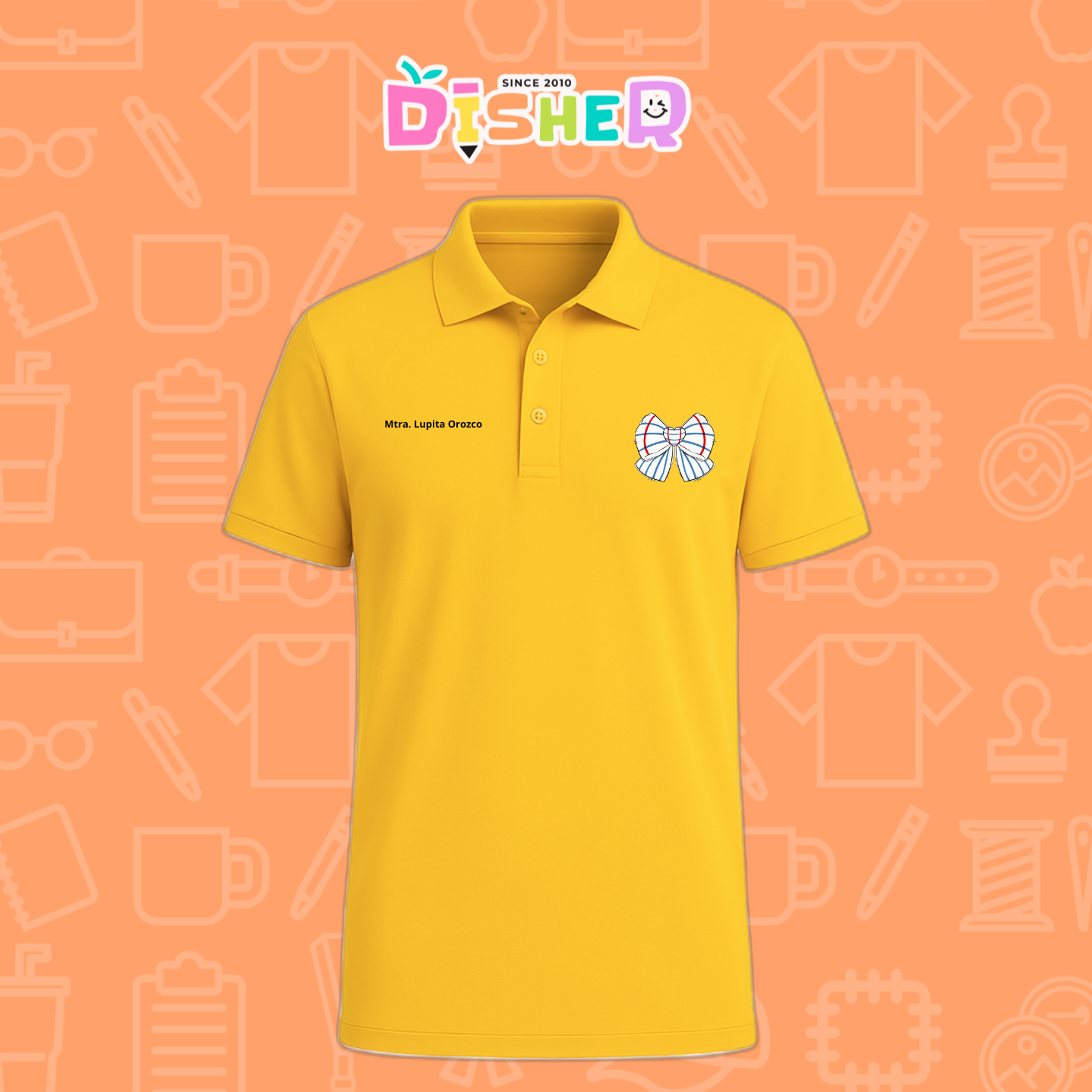 PBD-C-0010: Polo Bordada Dry Fit Caballero I Moño rayas papel