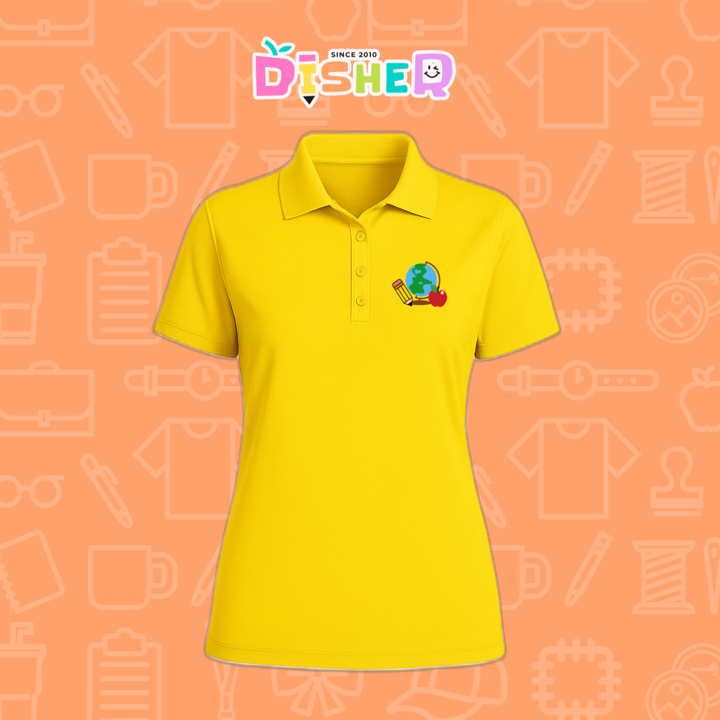 PBD-D-070: Polo Bordada Dry Fit Dama I Globo terráqueo