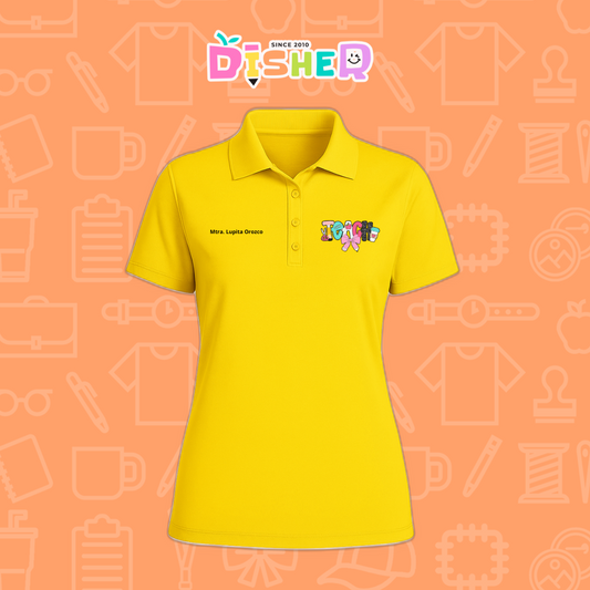 PBD-D-006 : Polo Bordada Dry Fit Dama I Teach Pink