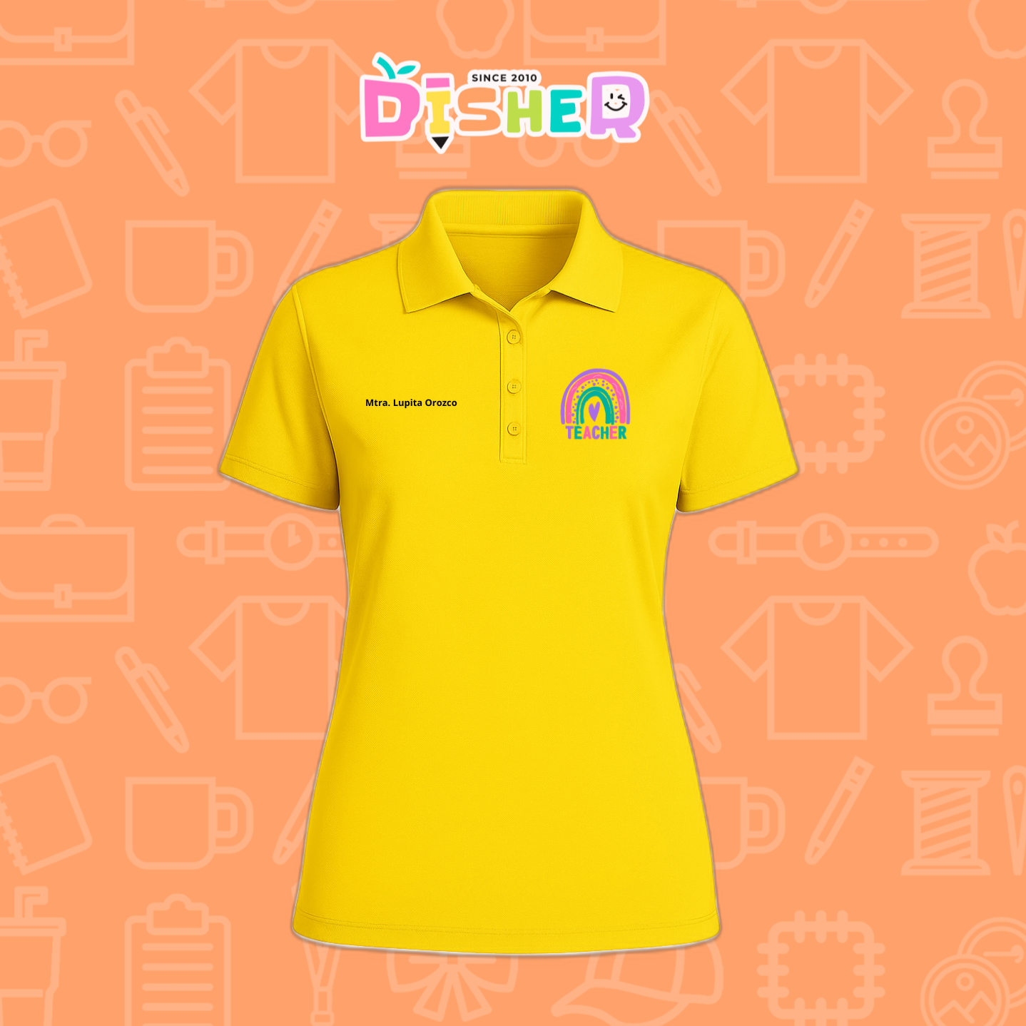 PBD-D-086: Polo Bordada Dry Fit Dama I Teacher rainbow