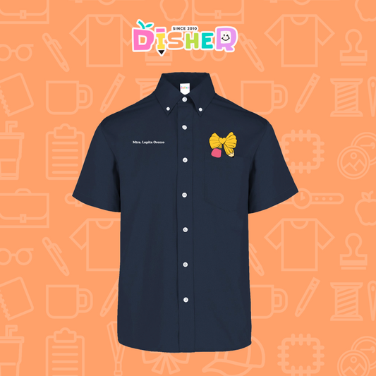 CBGC-C-011: Camisa Bordada Gabardina Manga Corta Caballero I Moño lápiz amarillo