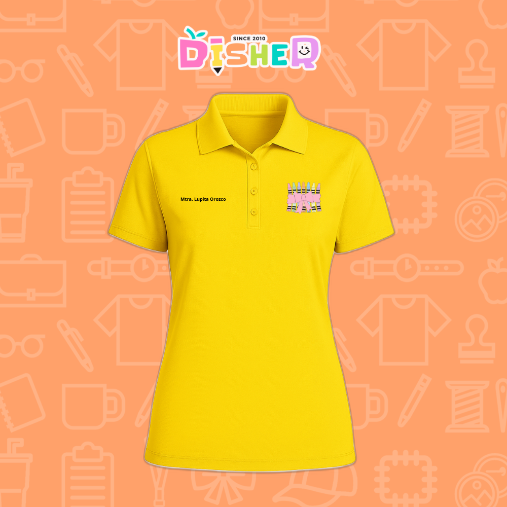 PBD-D-008 : Polo Bordada Dry Fit Dama I Crayones moño