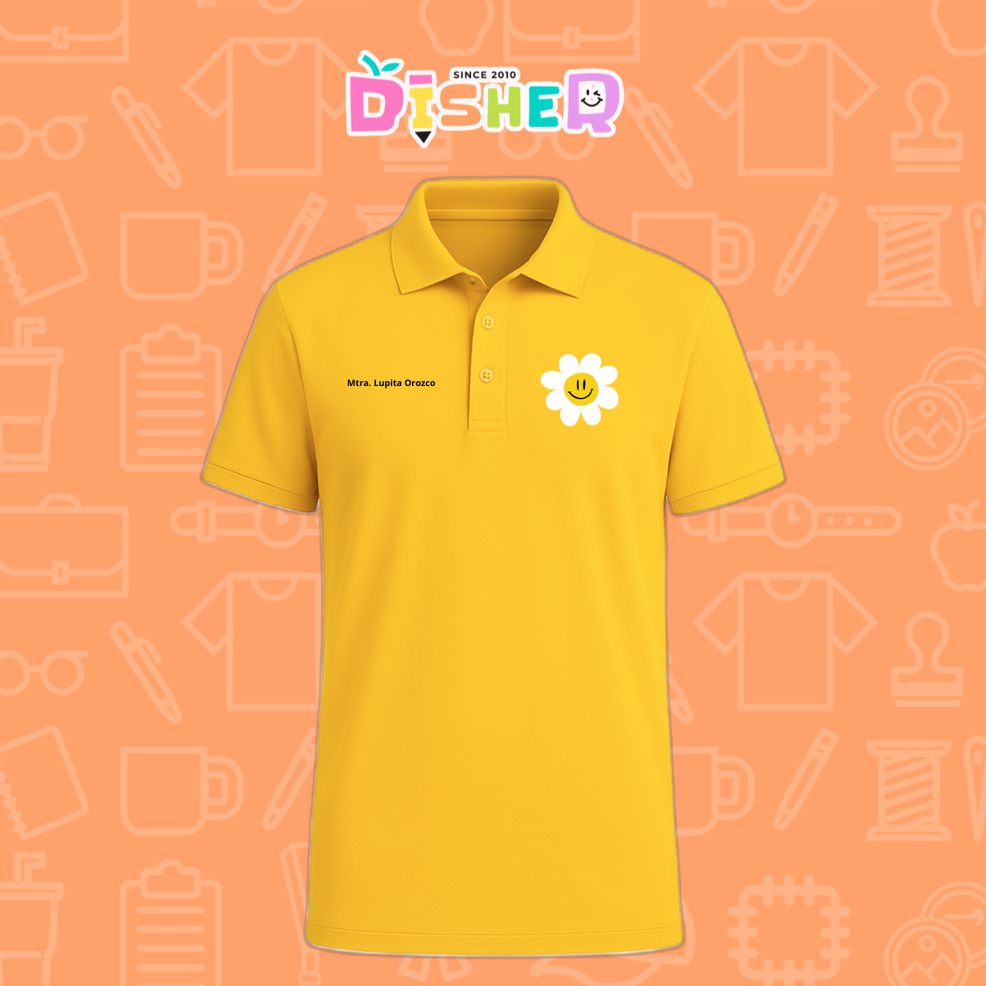 PBD-C-0023: Polo Bordada Dry Fit Caballero I Flor blanca
