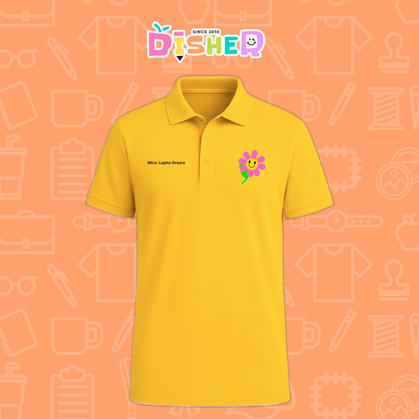 PBD-C-0020: Polo Bordada Dry Fit Caballero I Flor rosa