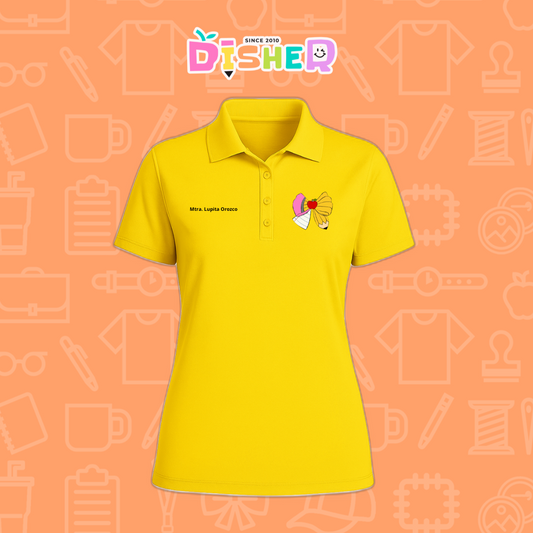 PBD-D-005 : Polo Bordada Dry Fit Dama I Moño lápiz hoja