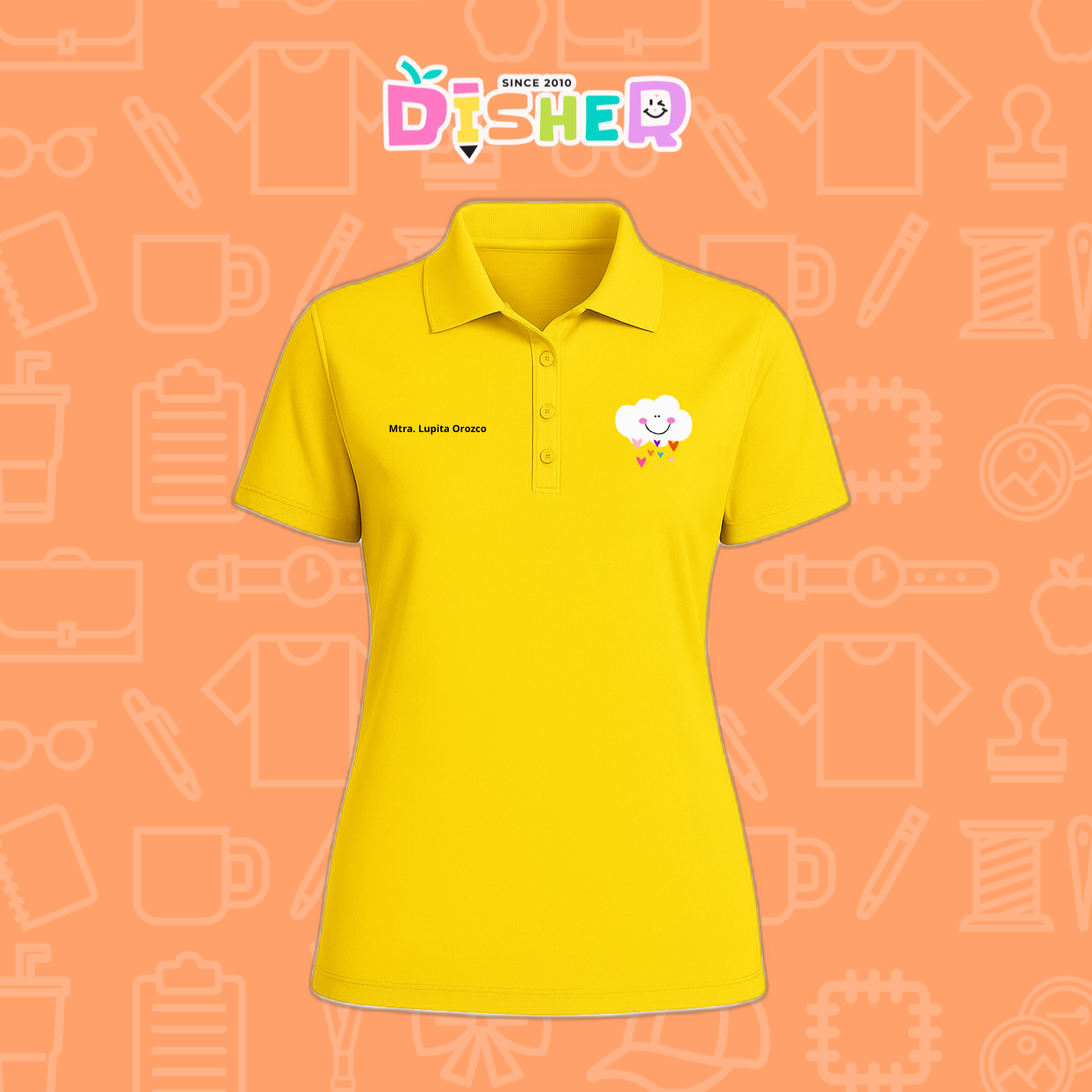 PBD-D-022: Polo Bordada Dry Fit Dama I Nube corazones
