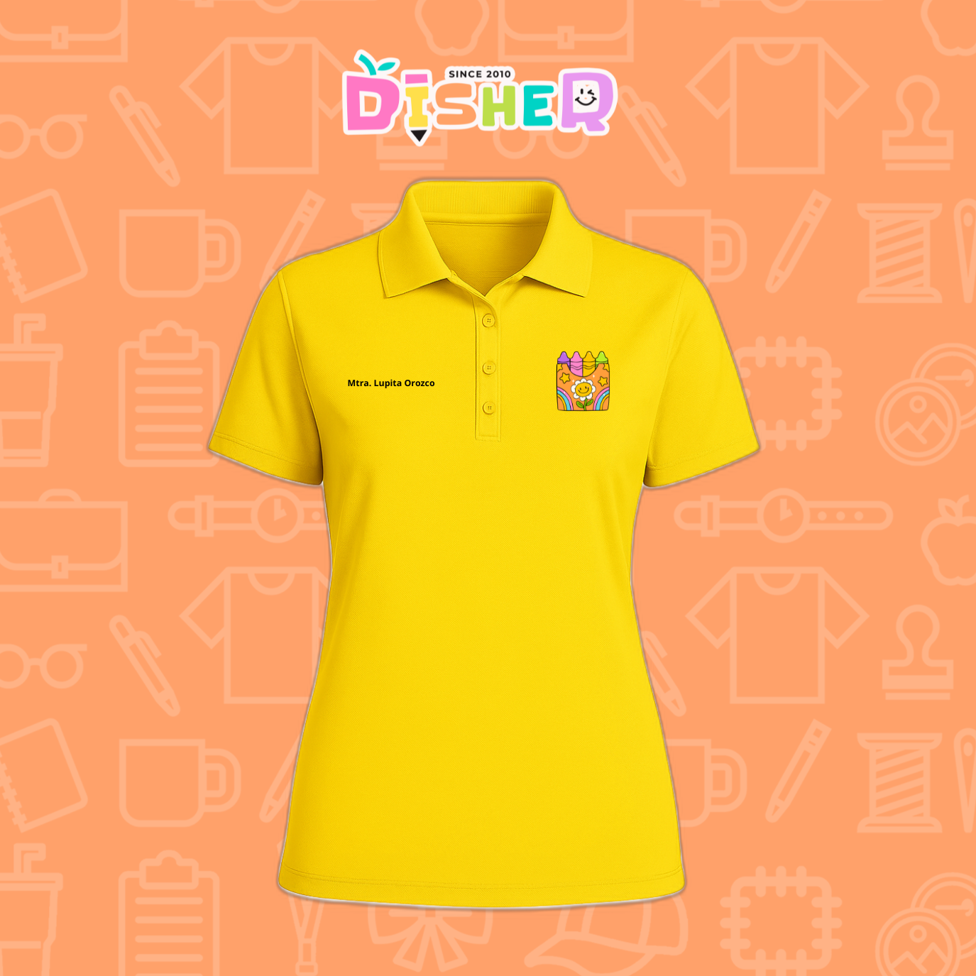 PBD-D-015: Polo Bordada Dry Fit Dama I Crayones flor
