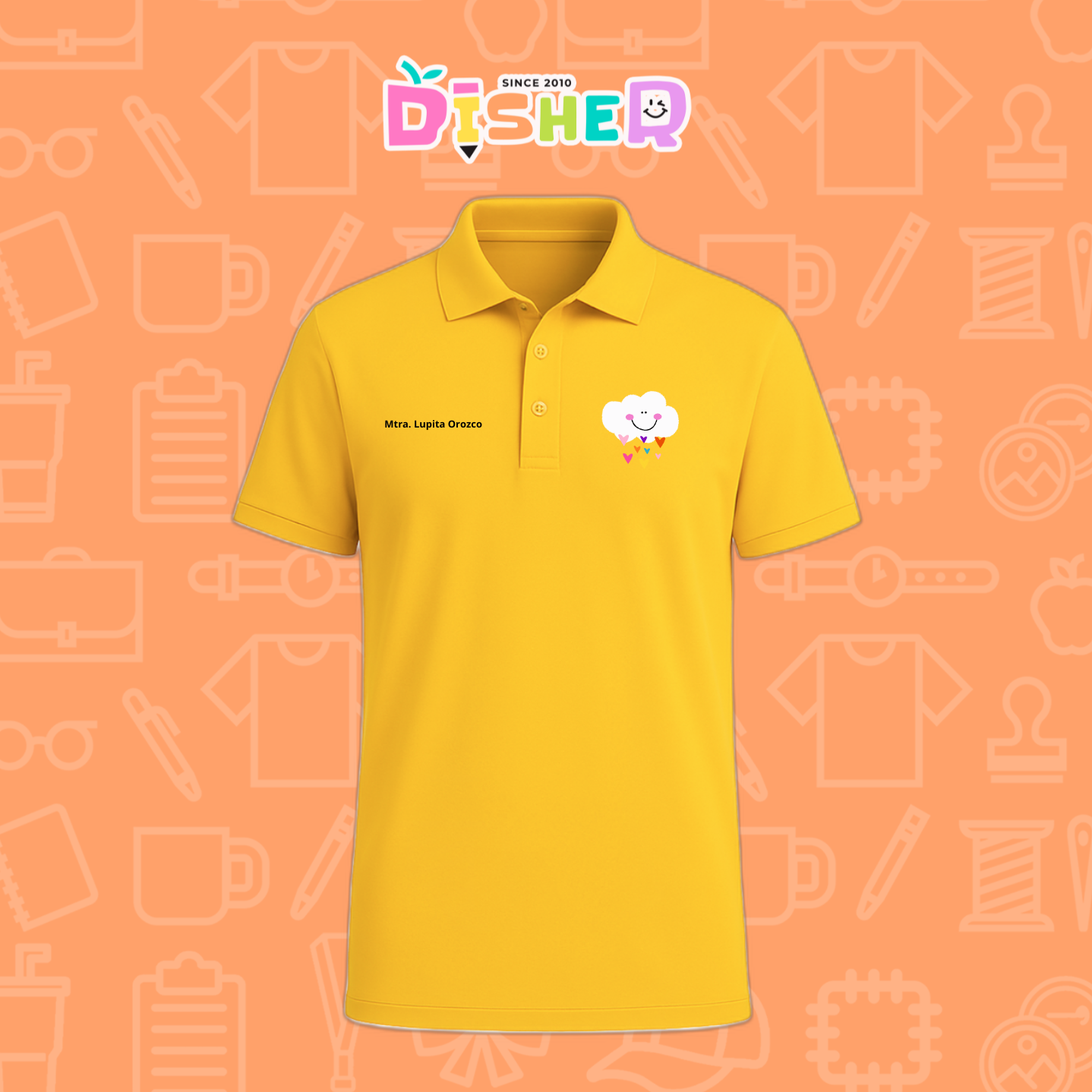 PBD-C-0022: Polo Bordada Dry Fit Caballero I Nube corazones