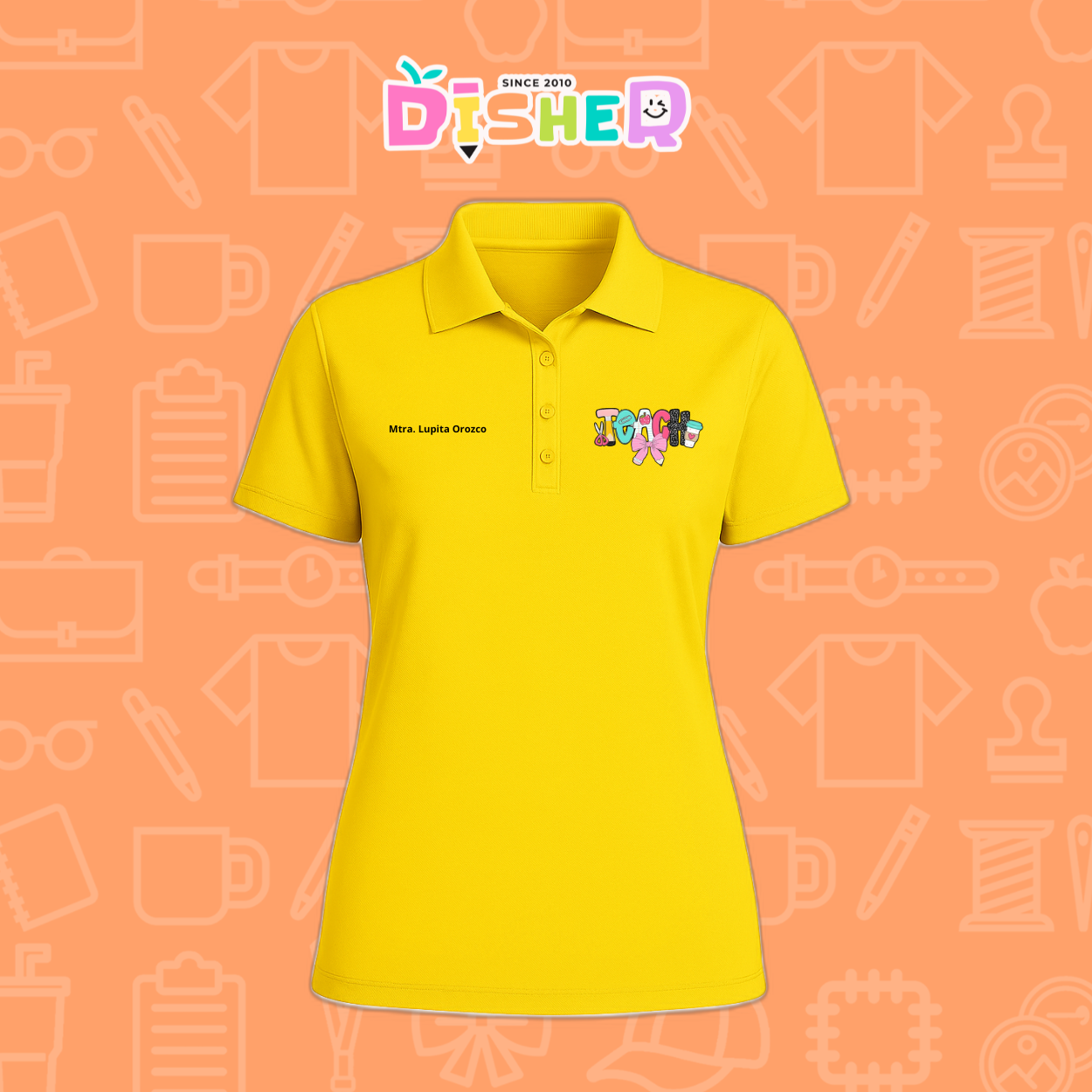 PBD-D-006 : Polo Bordada Dry Fit Dama I Teach Pink