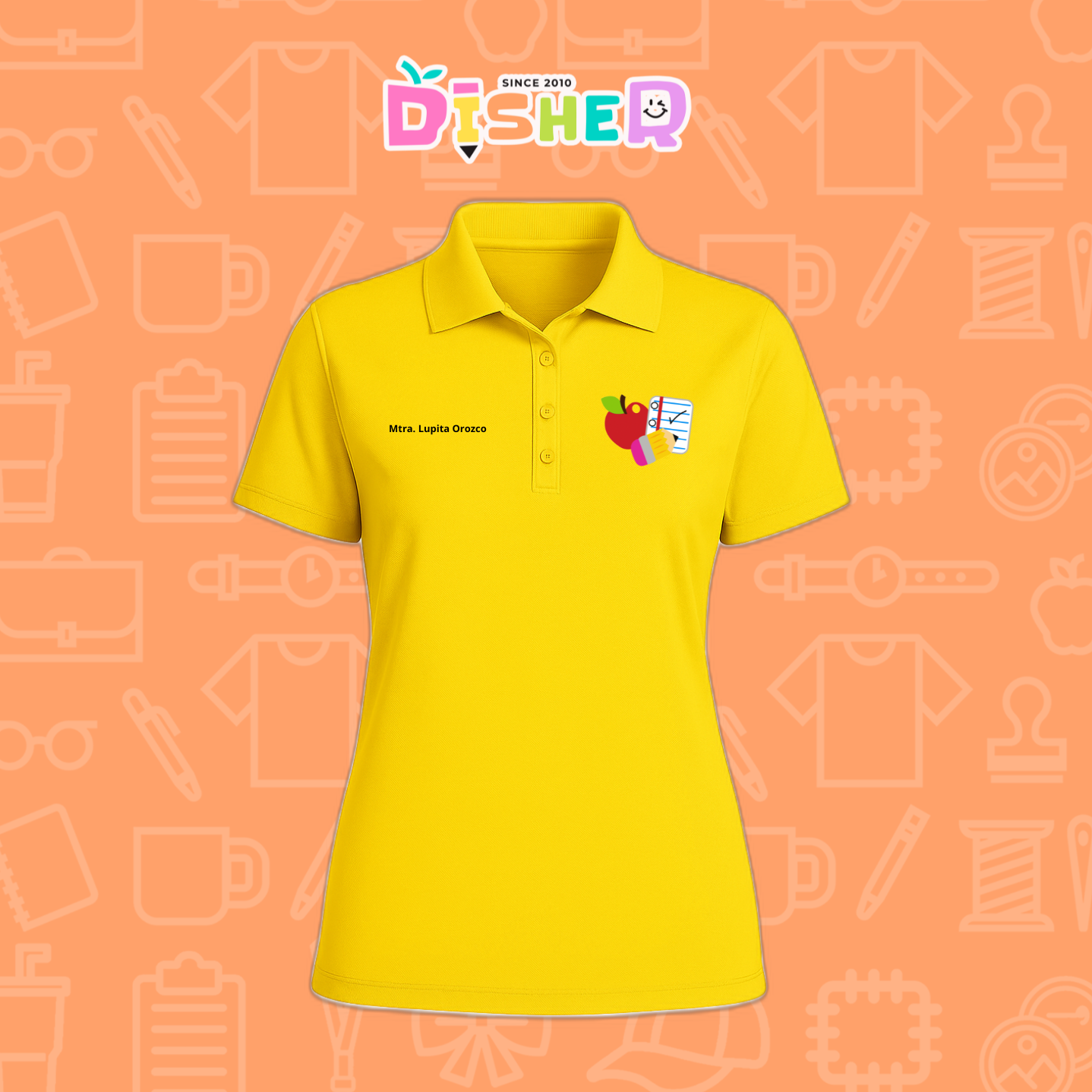 PBD-D-088: Polo Bordada Dry Fit Dama I Útiles manzana lápiz